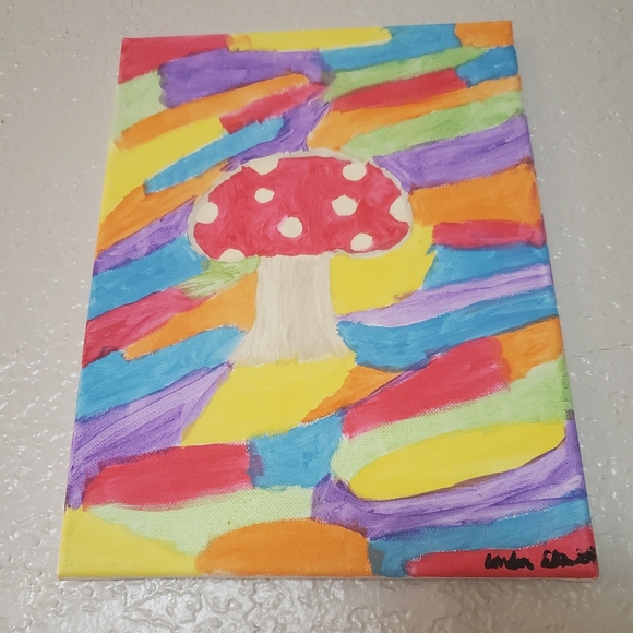 Psychedelic Mushroom Acrylic Painting Rainbow - Picture 2 of 4
